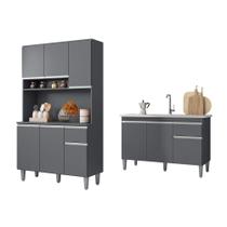 Kit Cozinha Compacta 105cm Marcia e Balcão Gabinete de Pia sem Tampo 120cm Tatiane - AJL Móveis