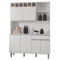 Kit Cozinha Compacta 130cm Com 6 Portas e 1 Gaveta Alice Branco - AJL Móveis