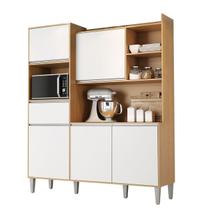 Kit Cozinha Compacta 160cm com 5 Portas 1 Gaveta Isabel Amêndoa / Branco - AJL Móveis Kit Cozinha Compacta 160cm com 5 Portas 1 Gaveta Isabel Amêndoa / Branco - AJL Móveis
