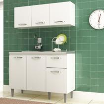 Kit Cozinha Compacta - 2 Peças Balcão e Aéreo Raíssa 6 Portas Branco - Megasul Kit Cozinha Compacta - 2 Peças Balcão e Aéreo Raíssa 6 Portas Branco - Megasul