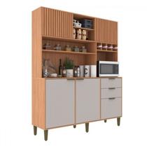 Kit Cozinha Compacta 5 Portas 2 Gavetas Ripado Freijó/Fumê - Melissa