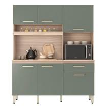 Kit Cozinha Compacta 6 Portas 1 Gaveta Alano Avena/menta