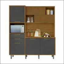 Kit Cozinha Compacta 6 Portas 2 Gavetas Loft Imperatriz Freijo Grafite Nesher