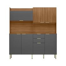 Kit Cozinha Compacta 7 portas 2 gavetas Pitaya Demóbile Amendola e Grafito Prime TX
