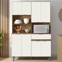 Kit Cozinha Compacta 8 Portas MDF 15006 Laila Carvalho Off White PLN