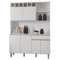 Kit Cozinha Compacta Alice 130cm Com 6 Portas e 1 Gaveta Branco - Desk Design