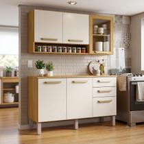 Kit Cozinha Compacta Athenas com Balcão 3 Portas 2 Gavetas e Armário Aéreo Porta de Vidro MobiliHouse Kit Cozinha Compacta Athenas com Balcão 3 Portas 2 Gavetas e Armário Aéreo Porta de Vidro MobiliHouse