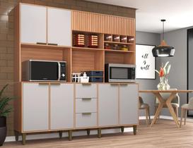 Kit Cozinha Compacta Emília Freijó/fumê Corrediças Telescópicas e Puxadores em Alumínio J Carvalho