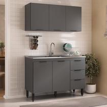 Kit Cozinha Compacta Modulada com Balcão e Aéreo 120cm Ysecasa Cinza/Grafite Kit Cozinha Compacta Modulada com Balcão e Aéreo 120cm Ysecasa Cinza/Grafite