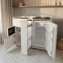 Kit Cozinha Compacta Pronto para Uso Frigobar 93L Microondas Fogão e Pia