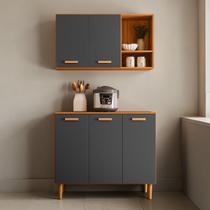 Kit Cozinha Compacta Susi 5 Portas Multiuso Armário Aéreo Balcão Nicho Design Moderno Elegante Apartamento Pequeno