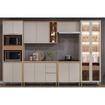 Kit Cozinha Completa 6 Peças Allure (2Aéreos+2Balcões+1Cristaleira+1TorreQuente) CP03 Jequitiba/Gris Fosco - Linea Brasil Kit Cozinha Completa 6 Peças Allure (2Aéreos+2Balcões+1Cristaleira+1TorreQuente) CP03 Jequitiba/Gris Fosco - Linea Brasil