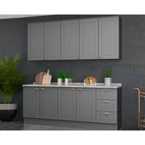 Kit Cozinha Completa 6 Peças Americana (2Aéreos+2Balcões+2Complementos) CZ152 Cinza - Henn