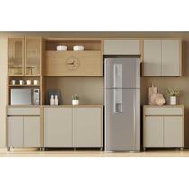 Kit Cozinha Completa 6 Peças Condessa (3Aéreos+2Balcões+1Paneleiro) C6P93 Carvalho/Cinza - Nesher