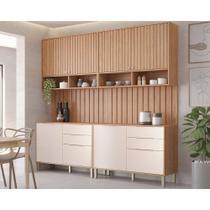Kit Cozinha Completa 6 Peças Divina (2Aéreos+2Balcões+2Complementos) CZ005 Freijo/Off White - MGM