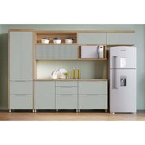 Kit Cozinha Completa 6 Peças Marquesa (3Aéreos+2Balcões+1Paneleiro) C6P86 Nature/Verde - Nesher