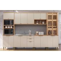 Kit Cozinha Completa 6 Peças Selene (2Aéreos+2Balcões+1Cristaleira+1Paneleiro) CP19 Jequitiba/Off White Fosco - Linea Brasil