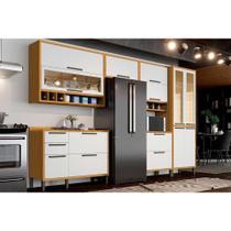 Kit Cozinha Completa 6 Peças Syrah (3 Armários + 2 Balcões + 1 Paneleiro) 6P01 Sevilha/Branco - Ronipa Kit Cozinha Completa 6 Peças Syrah (3 Armários + 2 Balcões + 1 Paneleiro) 6P01 Sevilha/Branco - Ronipa