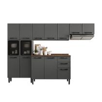 Kit Cozinha Completa Bertolini Estilo em Aço 2 Armários 1 Balcão e 1 Paneleiro Duplo Cor Grafite Kit Cozinha Completa Bertolini Estilo em Aço 2 Armários 1 Balcão e 1 Paneleiro Duplo Cor Grafite