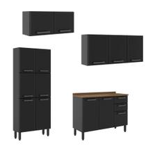 Kit Cozinha Completa Bertolini Estilo em Aço com 1 Balcão 1 Paneleiro e 2 Armários Aéreos Cor Grafite Kit Cozinha Completa Bertolini Estilo em Aço com 1 Balcão 1 Paneleiro e 2 Armários Aéreos Cor Grafite