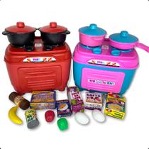 Kit Cozinha Completa + Comidinhas de Brinquedo e Mini Fogão