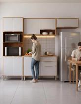 Kit Cozinha Completa Compacta Áurea Armário Portas Gavetas Cinamomo/off White