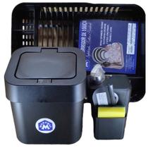 Kit Cozinha Completo preto com Lixeira de 4 litros + Escorredor de pratos + Dispenser de detergente