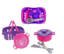 Kit Cozinha Conjunto Panelinha Cestinha Acessórios Infantil Kit Cozinha Conjunto Panelinha Cestinha Acessórios Infantil
