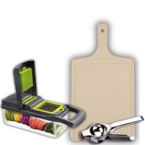 Kit Cozinha Cortador de Legumes Com Tábua De Carne E Espremedor