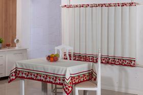 Kit Cozinha Cortina 140cm X 200cm + Toalha De Mesa 6 Lugares