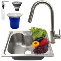 Kit Cozinha Cuba Gourmet Inox 304 50x40 Lixeira De Embutir 5L Torneira Alta Monocomando Porta Detergente 500ml Valvula E Sifão Kit Completo 6 Peças Kit Cozinha Cuba Gourmet Inox 304 50x40 Lixeira De Embutir 5L Torneira Alta Monocomando Porta Detergente 500ml Valvula E Sifão Kit Completo 6 Peças