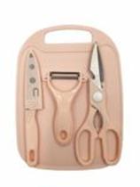 Kit Cozinha Culinária 4 Peças Tábua + Faca + Descascador + Tesoura