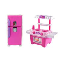 Kit Cozinha de Brinquedo Com Mini Fogão e Geladeira Freezer - BS Toys