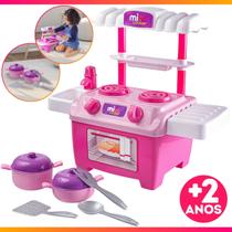 Kit Cozinha De Brinquedo Infantil Completa Panela Talher Fogão Pia Menina Presente