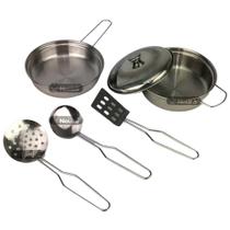 Kit Cozinha De Brinquedo Jogo De Panelinhas Em Inox 6 Peças - Braskit