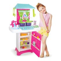 Kit Cozinha De Brinquedo para Criança Completa Solta Água E Som/ infantil Menina Fogão Grande 74cm C/Geladeira Acessórios Lançamento