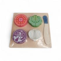 Kit Cozinha de Madeira Frutas e Legumes para Cortar Brinquedo Educativo