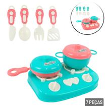KIT Cozinha de Plástico 07 Peças com Fogão Color - Tudo em Caixa