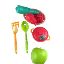 Kit Cozinha de Plástico 9 Peças, brinquedo para pequenos chefs culinários utilidade