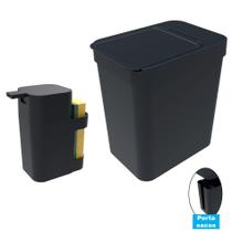 Kit Cozinha Dispenser Porta Detergente + Lixeira 5 Litros Porta Saco Plástico - Soprano Kit Cozinha Dispenser Porta Detergente + Lixeira 5 Litros Porta Saco Plástico - Soprano