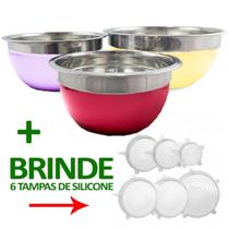 Kit cozinha doces 3 bowls tigela para misturar com 6 tampas Kit cozinha doces 3 bowls tigela para misturar com 6 tampas