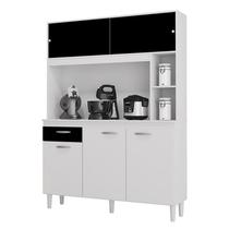 Kit Cozinha Duda 120cm Branco/Preto - Poquema Kit Cozinha Duda 120cm Branco/Preto - Poquema