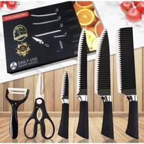 Kit Cozinha e Churrasco Aço Inox 6 Peças Conjunto De Facas Antiaderente Com Descascador e Tesoura Kit Cozinha e Churrasco Aço Inox 6 Peças Conjunto De Facas Antiaderente Com Descascador e Tesoura