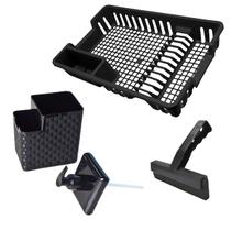 kit Cozinha Escorredor de Louças 12 Pratos Porta Detergente Rodinho Rodo de Pia Kit 3 Peças