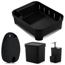 Kit Cozinha Escorredor De Louças + Lixeira 2,5L + Dispenser Detergente + Porta Sacolas - Ou Kit Cozinha Escorredor De Louças + Lixeira 2,5L + Dispenser Detergente + Porta Sacolas - Ou