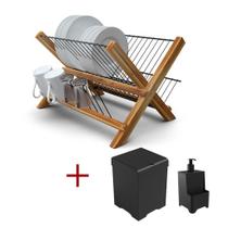 Kit Cozinha Escorredor de madeira + Lixeira 5,4L + Dispenser - Stolf Kit Cozinha Escorredor de madeira + Lixeira 5,4L + Dispenser - Stolf
