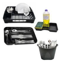Kit Cozinha Escorredor Organizador Talher E Porta Detergente