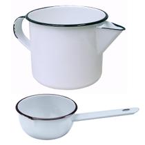 Kit Cozinha Esmaltada Com Caneca Leiteira 1 L + Panela 550 ml Metallouça