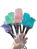 Kit Cozinha Espátula e Pincel de Silicone com Cabo Acrílico - Cores Sortidas