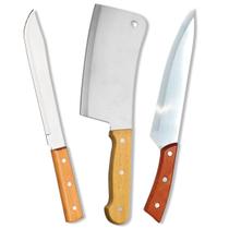 Kit Cozinha Faca Chef / Faca p/ Carnes Cutelo Açougueiro